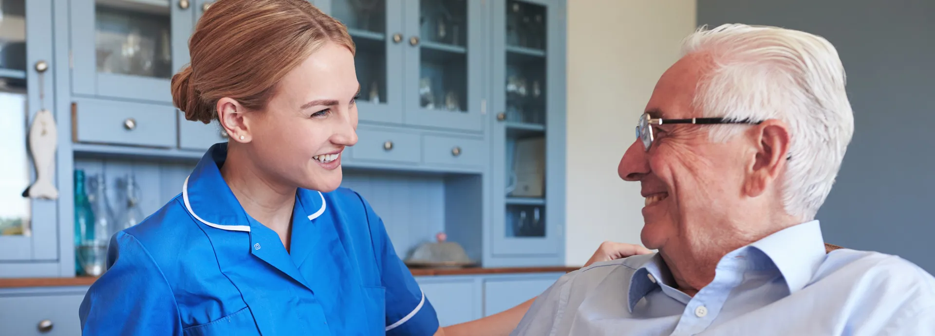 An adult nursing student with a patient