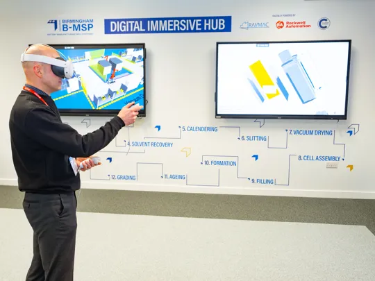 Student working on a VR headset