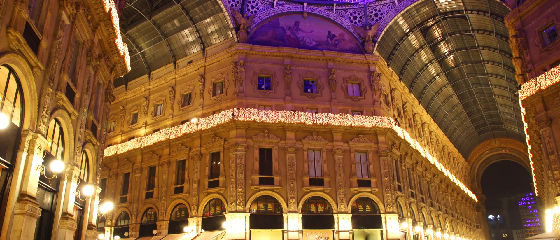 Galleria Vittorio Emanuele shopping Center in night. Milan, Italy