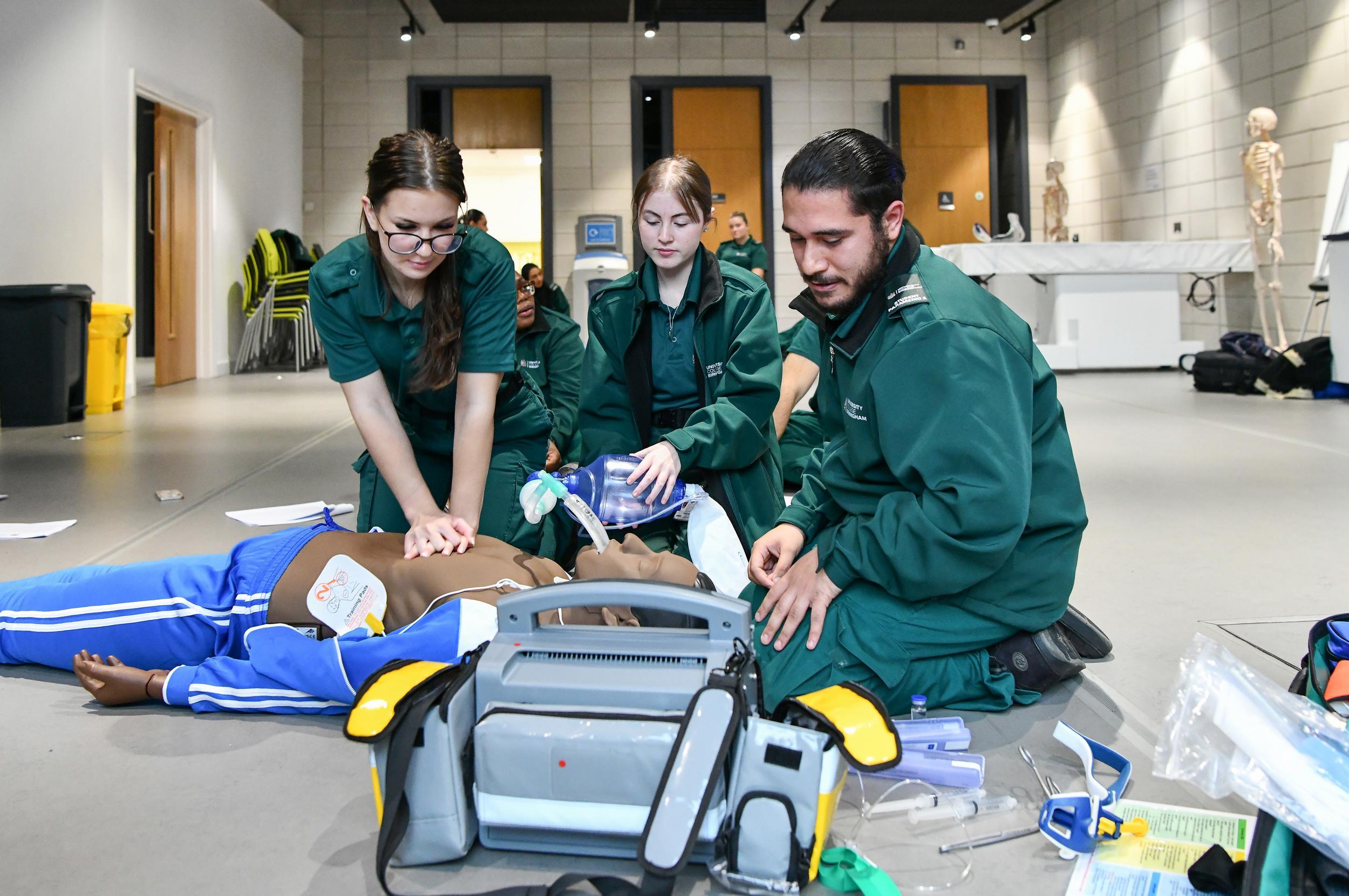 Paramedic Science students in a practical session