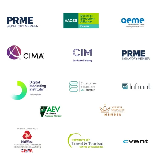 Feature of all the logos of memberships the university is a member of.